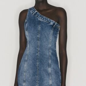 ONE SHOULDER JEAN DRESS